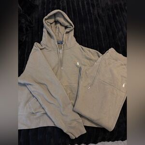 Ralph Lauren Women Zip-Up Olive Sweater & Jogger Pants